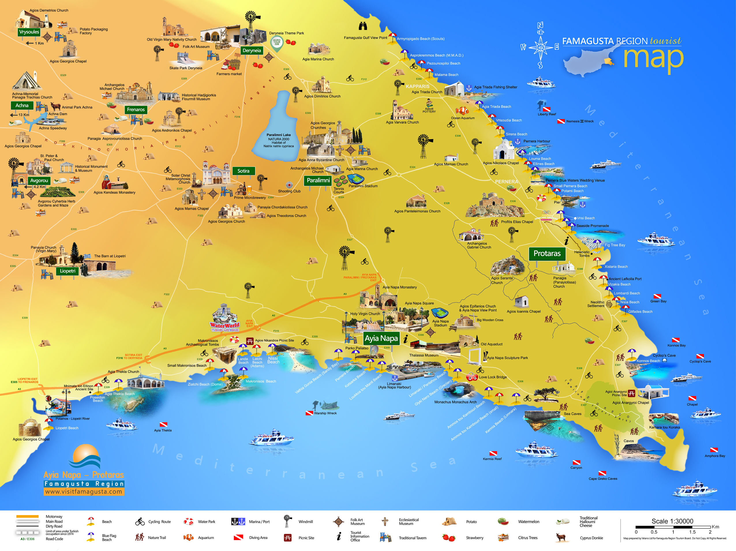Кипр айя напа карта достопримечательностей на русском